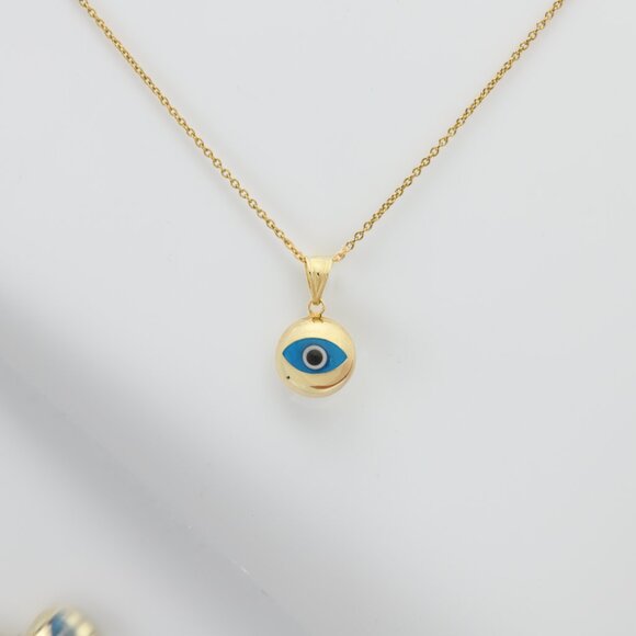 Cute Evil Eye Charm 14k Yellow Gold  Real 14k Gold Good Luck Eye - Picture 5 of 10